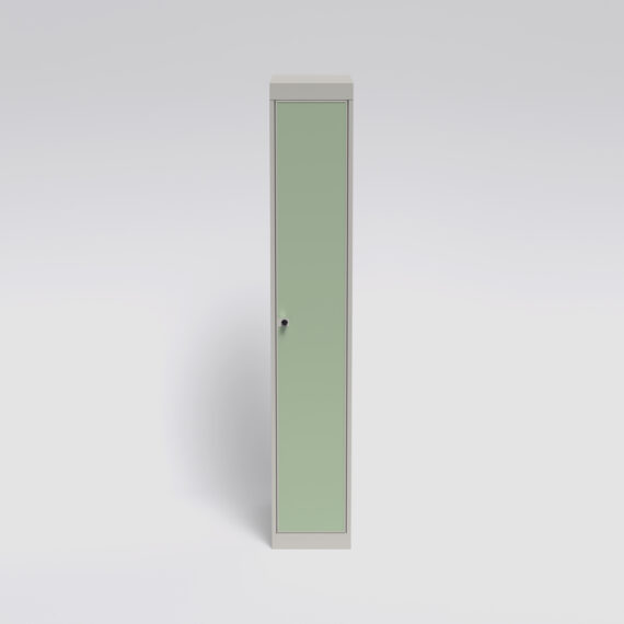 Robust elevskap med solid dør. RAL 9002 og RAL 1015